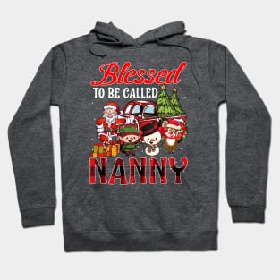 Blessed To Be Called Nanny Christmas Buffalo Plaid Truck Hoodie